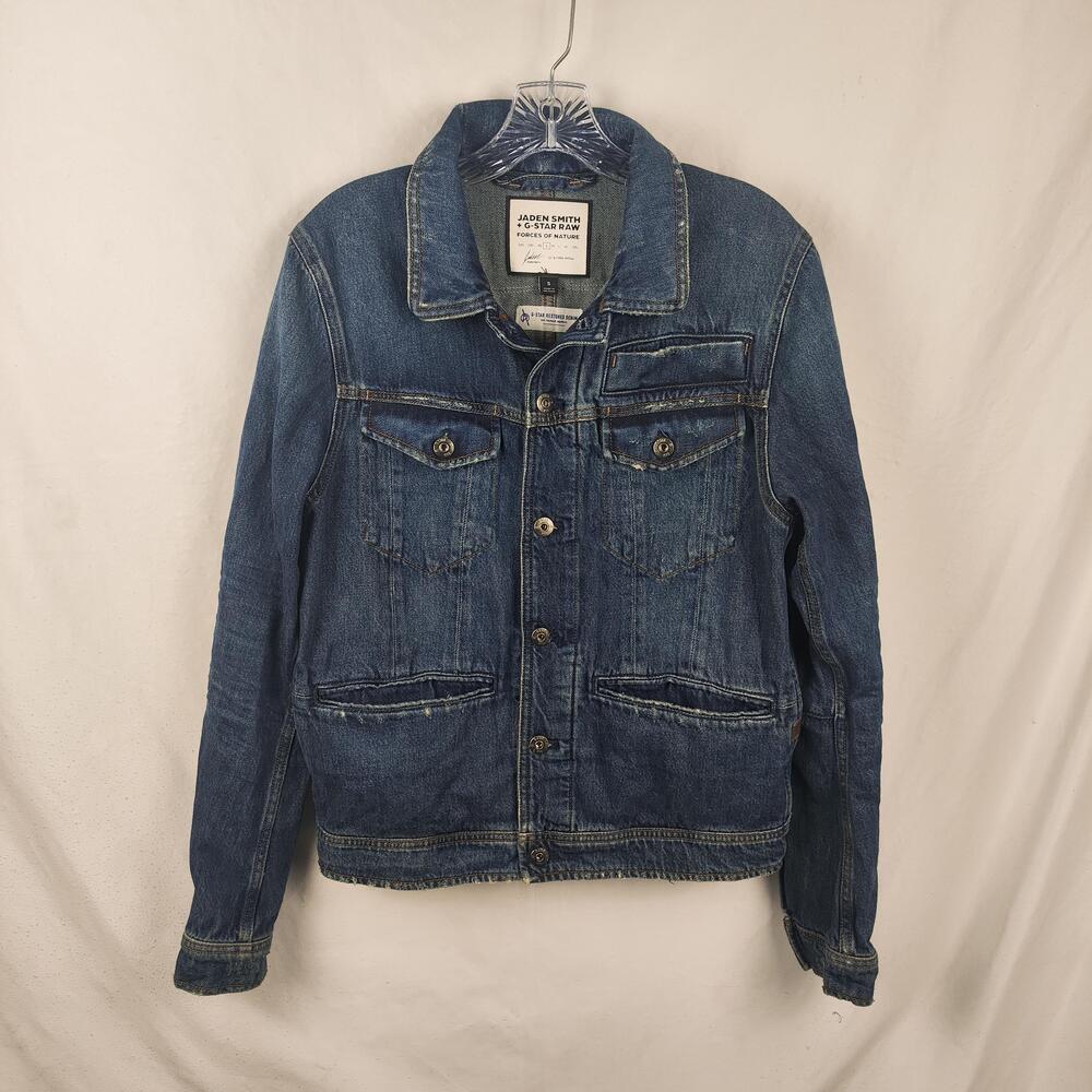 G-Star RAW Jacket Mens Small Blue Denim Jaden Smith RAW Graphic Forces Nature